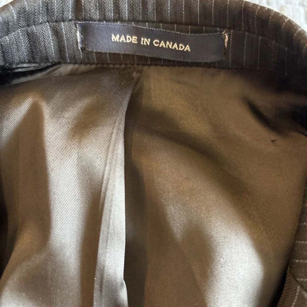 Ralph Lauren Men 44L Black Pinstripe 100% Wool Blazer Made Canada